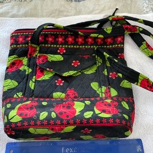 Black and red ladybug quilted purse
